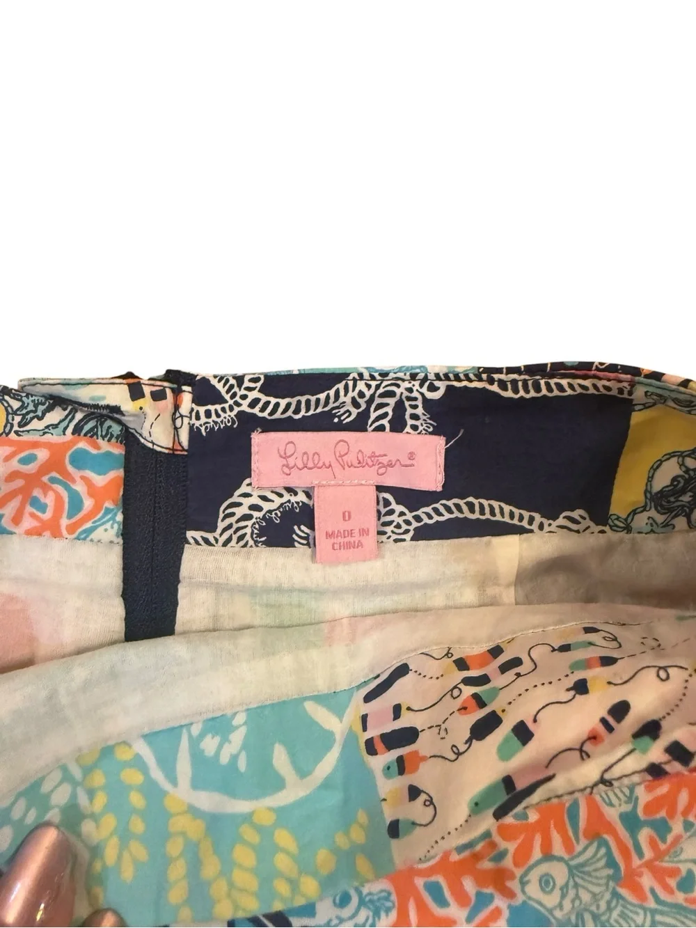 Lilly Pulitzer Patchwork Print Mini Skirt in Aqua & Coral - Picture 3 of 4